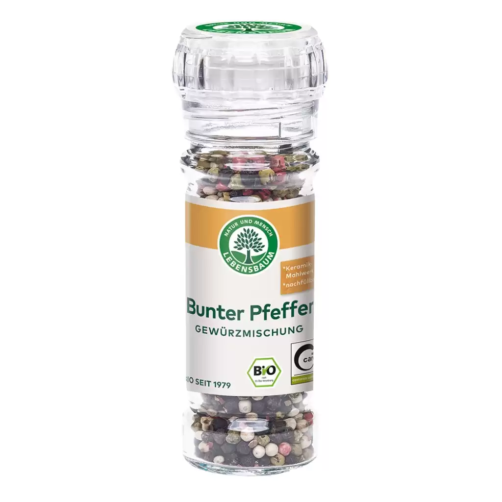Condimente bio - Amestec de piper boabe in rasnita de sticla, eco, 45 g