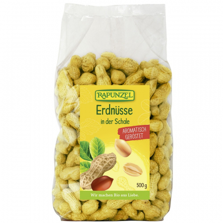 Fructe, nuci, alune si seminte - Arahide bio prajite în coaja, 500 g