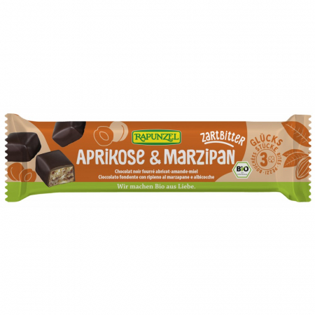 Dulciuri bio - Baton cu martipan, caise si ciocolata amaruie, 50 g