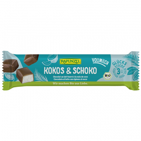 Dulciuri bio - Baton de cocos cu glazura din lapte integral, 50 g