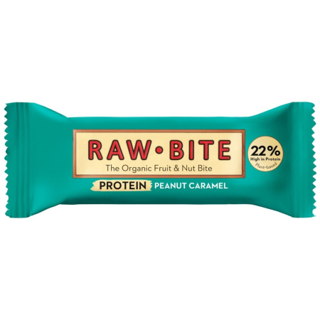 Alimente bio - Baton proteic bio 22% cu arahide si caramel, fara gluten, fara zahar adaugat, 45 g