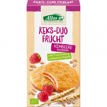 Biscuiti si napolitane bio - Biscuiti bio cu crema de zmeura, 175 g