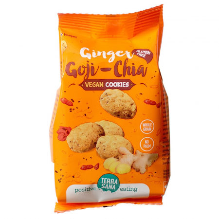 Biscuiti si napolitane bio - Biscuiti cu ghimbir, goji si chia, fara gluten, 150 g