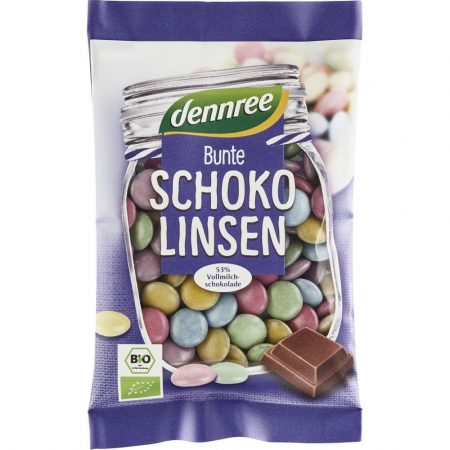 Dulciuri bio - Bomboane colorate cu ciocolata de lapte eco, 100 g