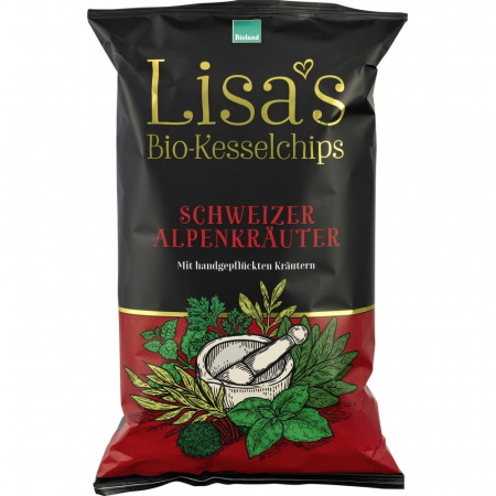 Sticksuri, chipsuri si covrigei - Chipsuri bio de cartofi cu ierburi alpine fara gluten, 125 g