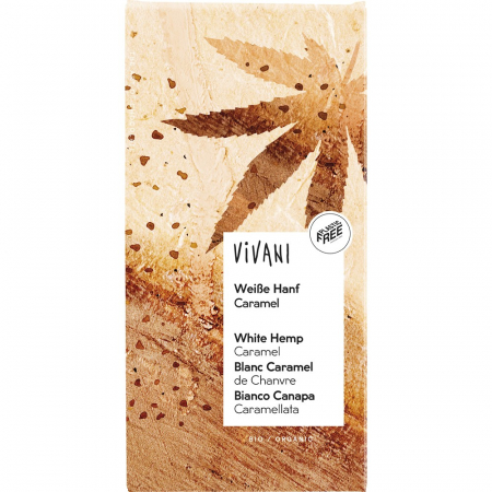 Ciocolata bio - Ciocolata alba cu canepa si caramel, 80 g