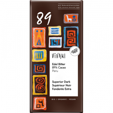 Ciocolata bio - Ciocolata amaruie cu 89% cacao Peru vegana, 80 g