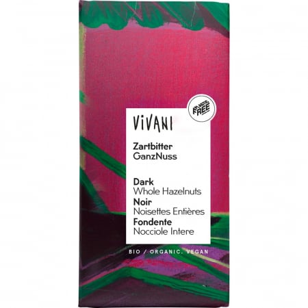 Ciocolata amaruie cu alune si migdale, vegana, 100 g