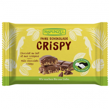 Ciocolata, cacao si cafea - Ciocolata bio cu lapte integral crocantă HIH, 100 g