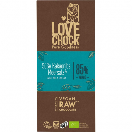 Ciocolata, cacao si cafea - Ciocolata raw vegana cu sare de mare, 70 g