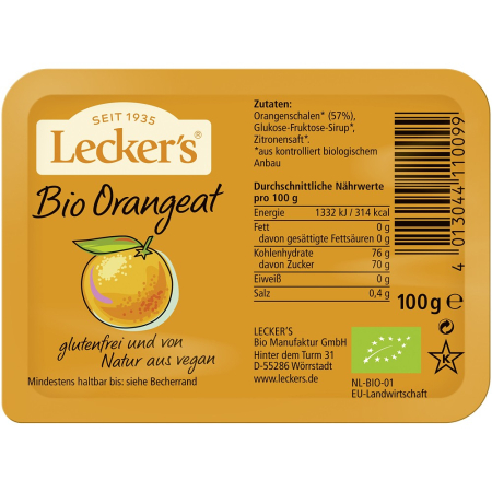 Ingrediente bio pentru copt - Coaja bio de portocala confiata, vegan si fara gluten, 100 g