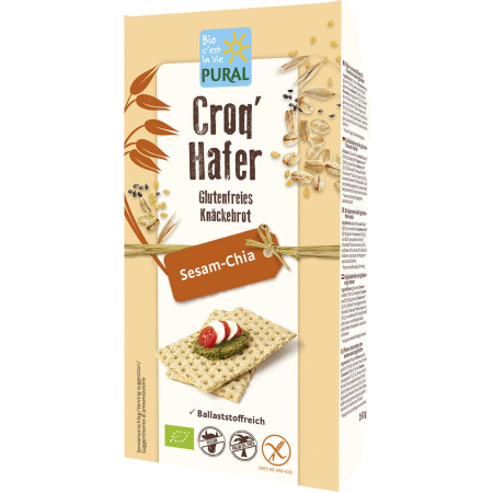 Cereale, faina si paine bio - Crackers bio din ovaz cu susan si chia, fara gluten, 160 g