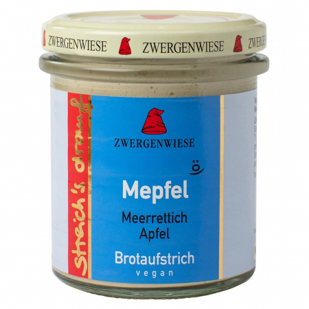 Pateu, sosuri si conserve - Crema bio tartinabila vegetala Mepfel cu hrean si mar, 160 g