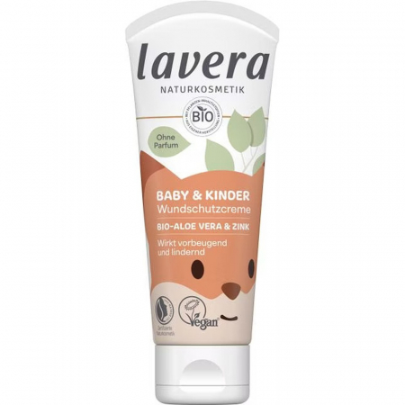 Cosmetice bio pentru copii - Crema pentru zona scutecului, cu aloe vera bio si zinc, fara parfumuri, 75 ml