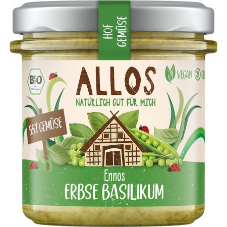 Pateu bio si creme vegetale - Crema tartinabila cu mazare si busuioc, 135 g