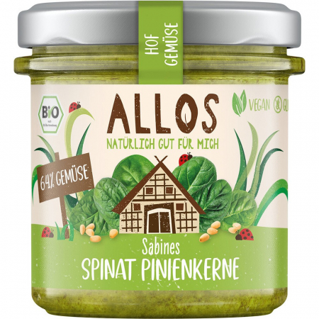 Pateu bio si creme vegetale - Crema tartinabila cu spanac si samburi de pin, fara gluten, 135 g