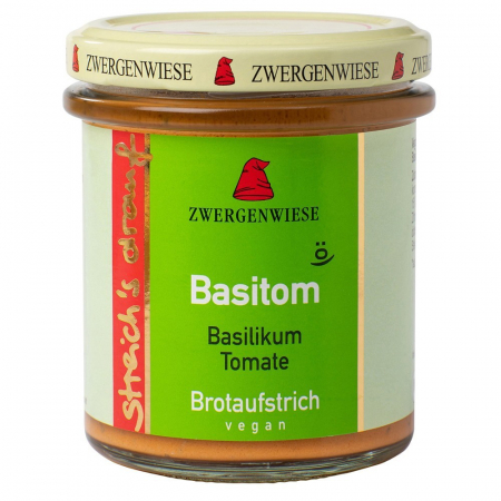 Pateu bio si creme vegetale - Crema tartinabila vegetala Basitom  cu busuioc si tomate, 160 g