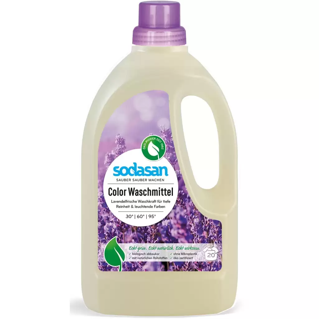 Detergent ecologic pentru rufe - Detergent lichid pentru rufe colorate cu lavanda, 1.5 L