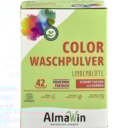 Detergenti ecologici - Detergent pudra pentru rufe colorate cu parfum de flori de tei, 2 kg