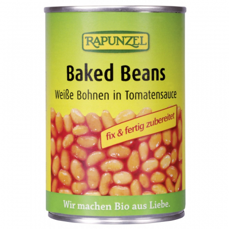 Legume bio in conserva - Fasole alba bio in sos de rosii la conserva, 400 g