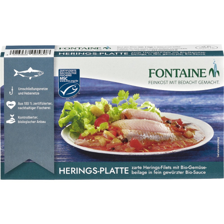 Alimente bio - File de hering in sos bio usor picant cu legume, 200 g