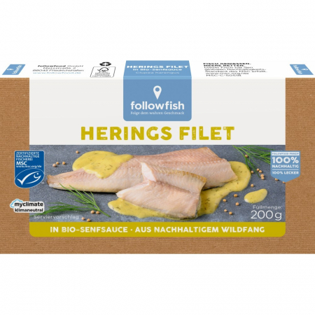 Conserve de peste bio - File de hering in sos de mustar bio, 200 g