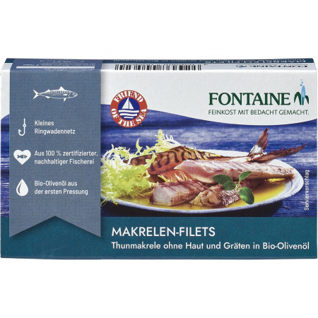 File de macrou fara piele si oase, in ulei de masline, 120 g