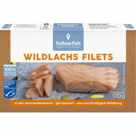 Conserve de peste bio - File de somon salbatic in ulei de floarea soarelui, 170 g