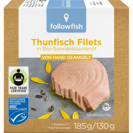 Conserve de peste bio - File de ton in ulei de floarea soarelui Bio, 185 g
