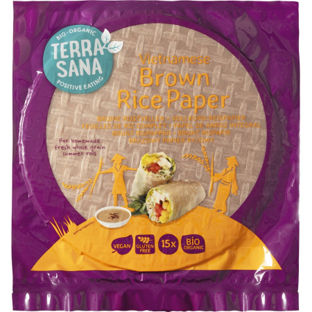 Mancare asiatica bio - Foi bio integrale de orez Vietnameze, fara gluten, 15 bucati, 150 g