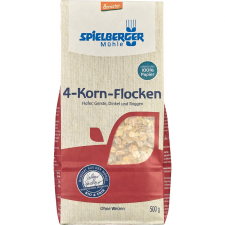Fulgi din cereale bio - Fulgi bio din 4 cereale integrale demeter, 500 g