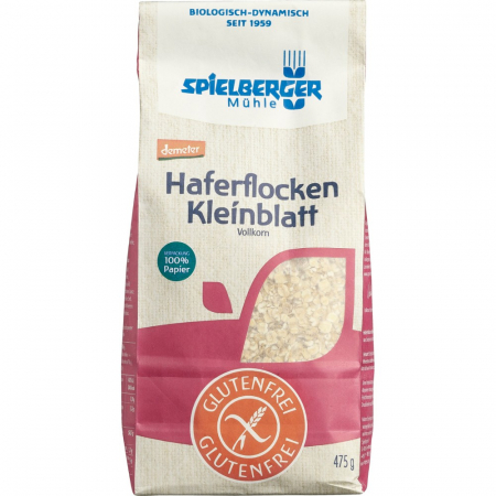 Fulgi din cereale bio - Fulgi mici de ovaz bio integrali fara gluten Demeter, 475 g