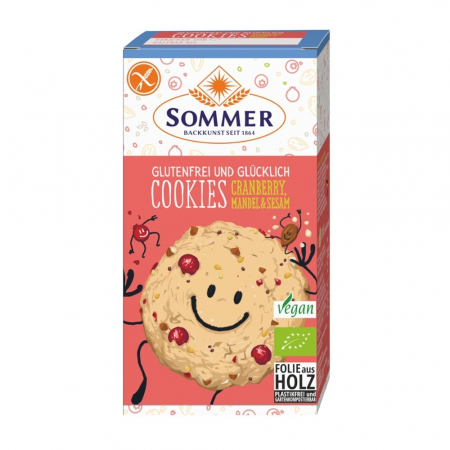 Biscuiti si napolitane bio - Fursecuri cu merisor si migdale fara gluten, 125 g