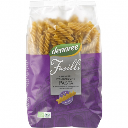 Paste bio integrale - Fusilli din grau dur integrale dennree, 500 g