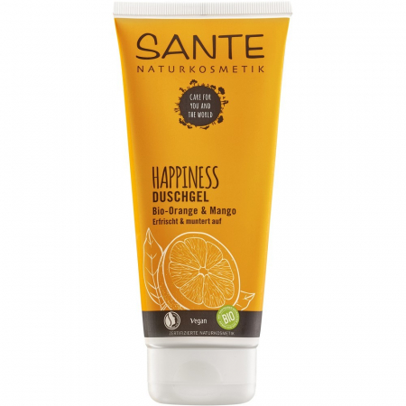 Cosmetice ecologice - Gel de dus Happiness cu portocala si mango bio, 200 ml