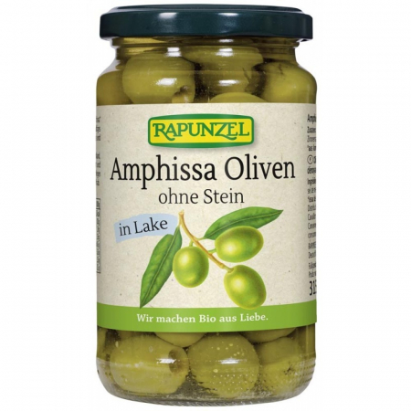 Alimente bio - Masline Amphissa bio, verzi fără sâmburi, în saramură, 315 g