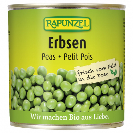 Legume bio in conserva - Mazare verde bio la conserva, 340 g