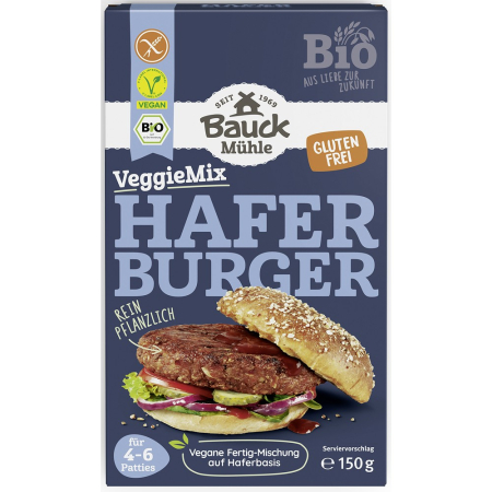 Cereale, faina si paine bio - Mix bio vegan pentru burger din ovaz, fara gluten, 150 g
