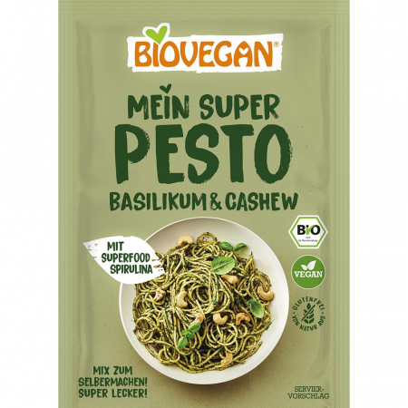 Condimente si supe bio - Mix pentru pesto bio cu busuioc si caju, fara gluten, vegan, 17 g