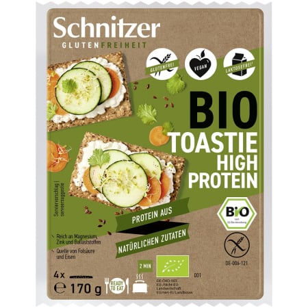 Alimente bio - Paine bio toast bogata in proteina, 4 felii, fara gluten, 170 g