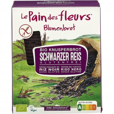 Paine bio - Paine crocanta bio din orez negru fara gluten, 150 g