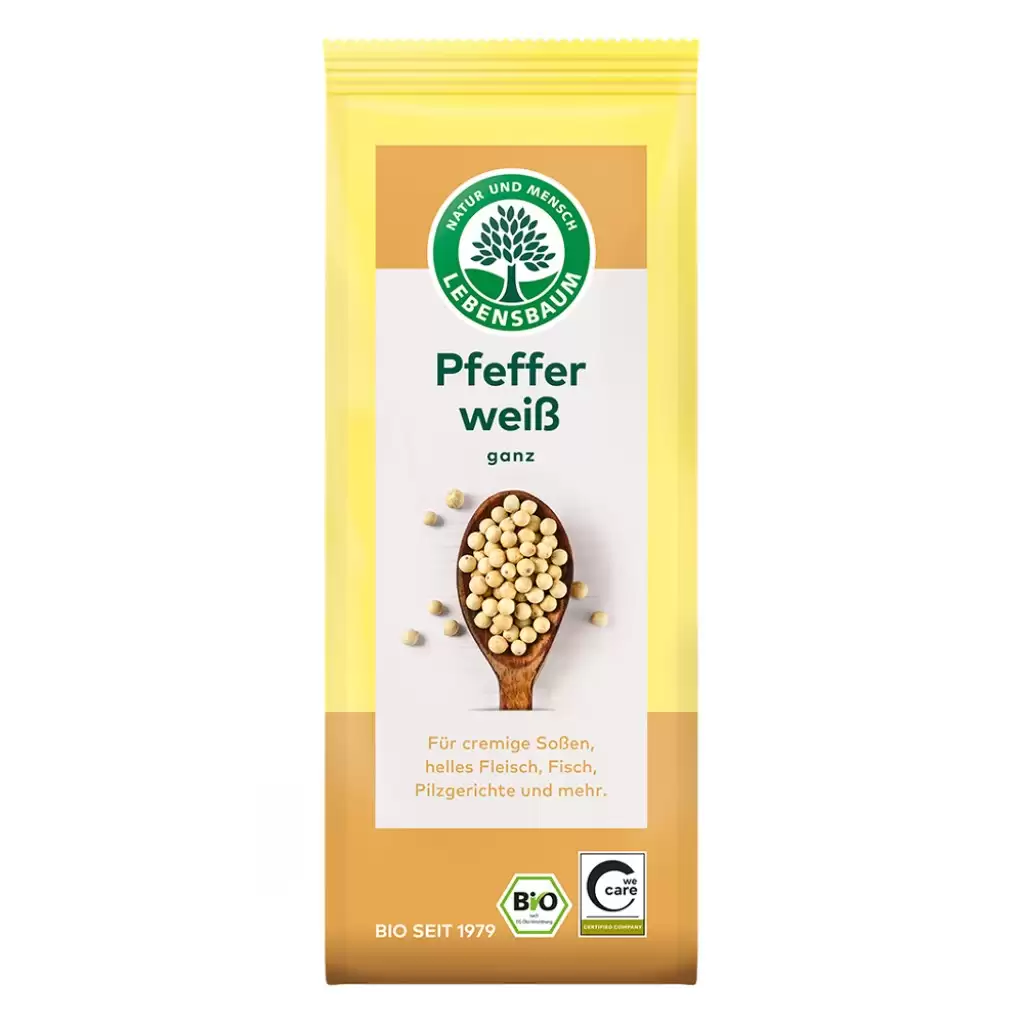 Condimente bio - Piper alb boabe, eco, 50 g