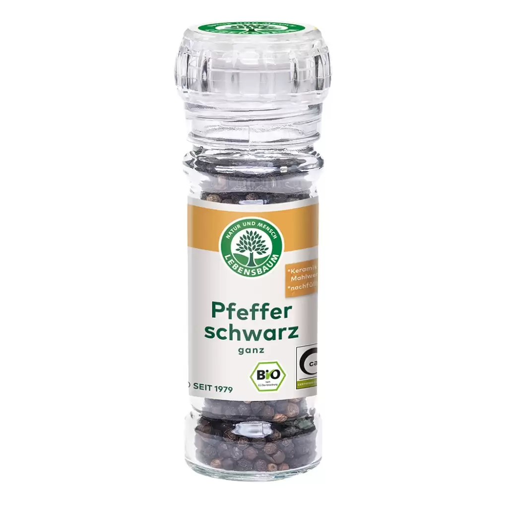 Condimente bio - Piper negru in rasnita de sticla, eco, 45 g