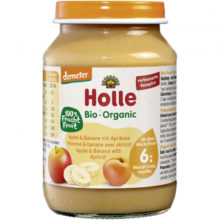Piure bio de mere, banane si caise pentru copii, + 6 luni, 190 g