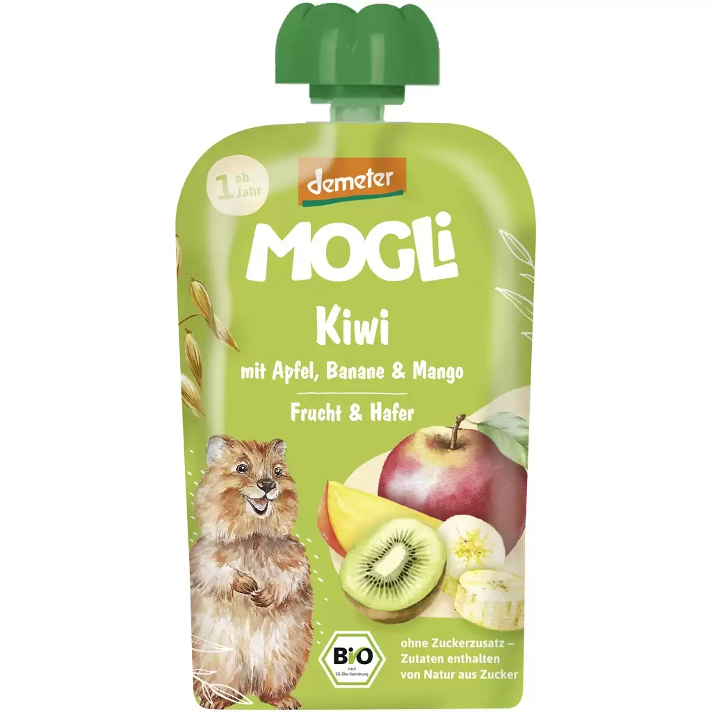 Alimente bio - Piure din măr, banana, kiwi si mango, pentru copii +1an, eco, 100 g