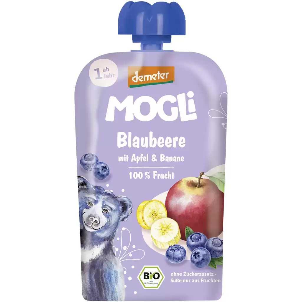 Alimente bio - Piure din mere, banana si afine, pentru copii +1an, eco, 100 g