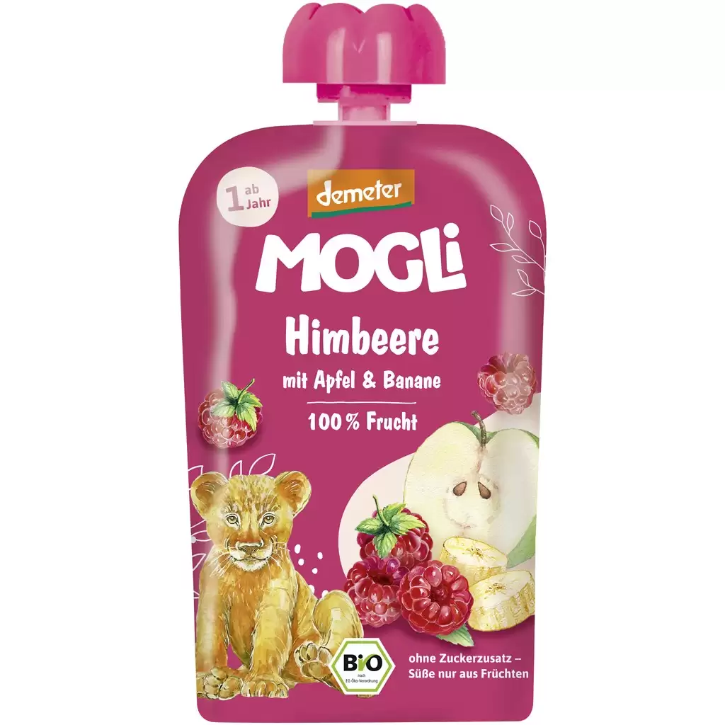 Alimente bio - Piure din mere, banana si zmeura, pentru copii +1 an, eco, 100 g