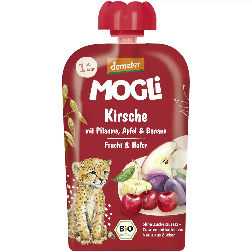 Alimente bio - Piure din mere, prune, banane si visine pentru copii +1 an, eco, 100 g