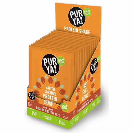 Superalimente bio - Pudra proteica vegetala bio cu caramel sarat si guarana, 30 g