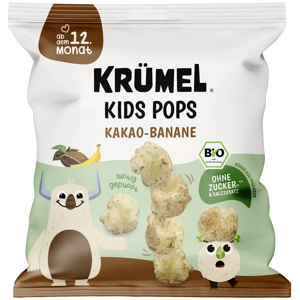 Alimente bio copii - Pufuleti cu cacao si banane, pentru copii +12 luni, fara adaos de zaharuri, eco, 20 g